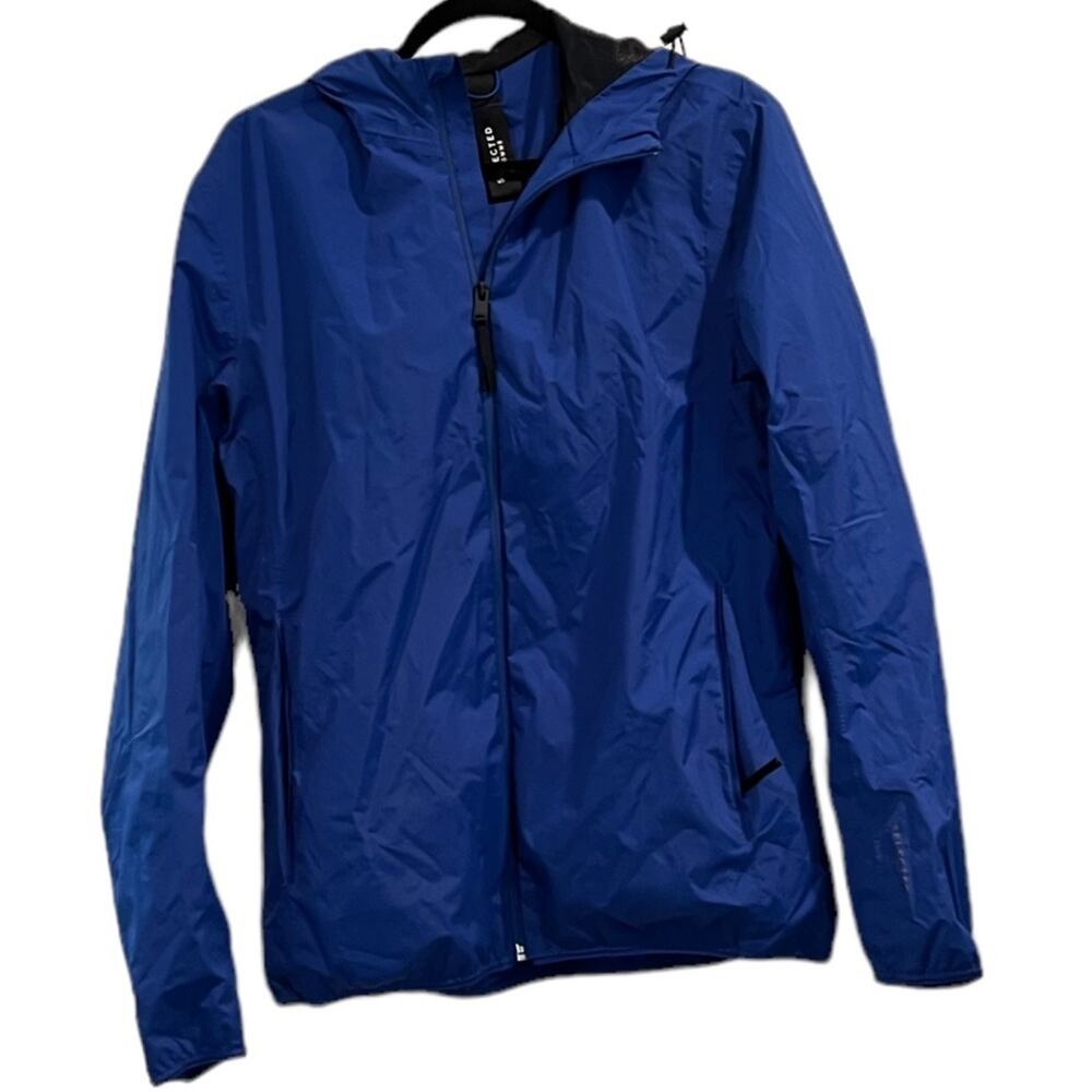Selected Homme Hooded Windbreaker Jacket Blue Waterproof Men M Gorpcore Zip